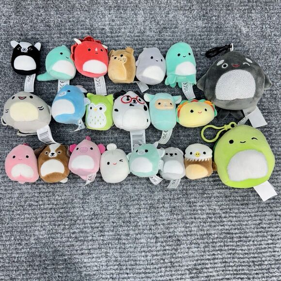 Lot of 19 Squishmallow Squishville + 2 Keychains Plush Dalmatian Eagle Whale - Picture 1 of 5